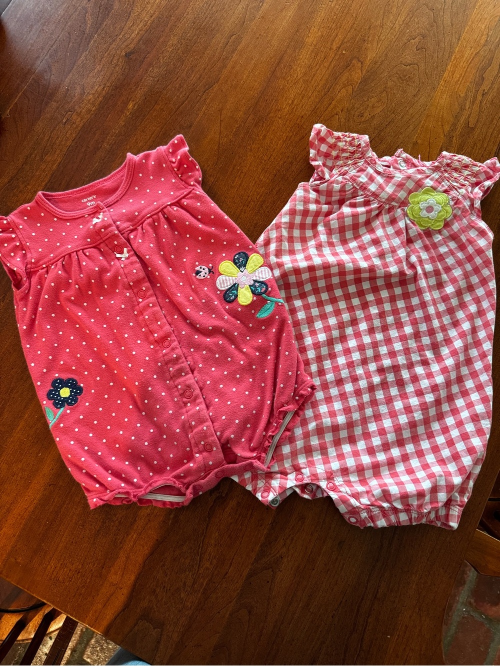 Carter's Pink Gingham Floral Baby Romper